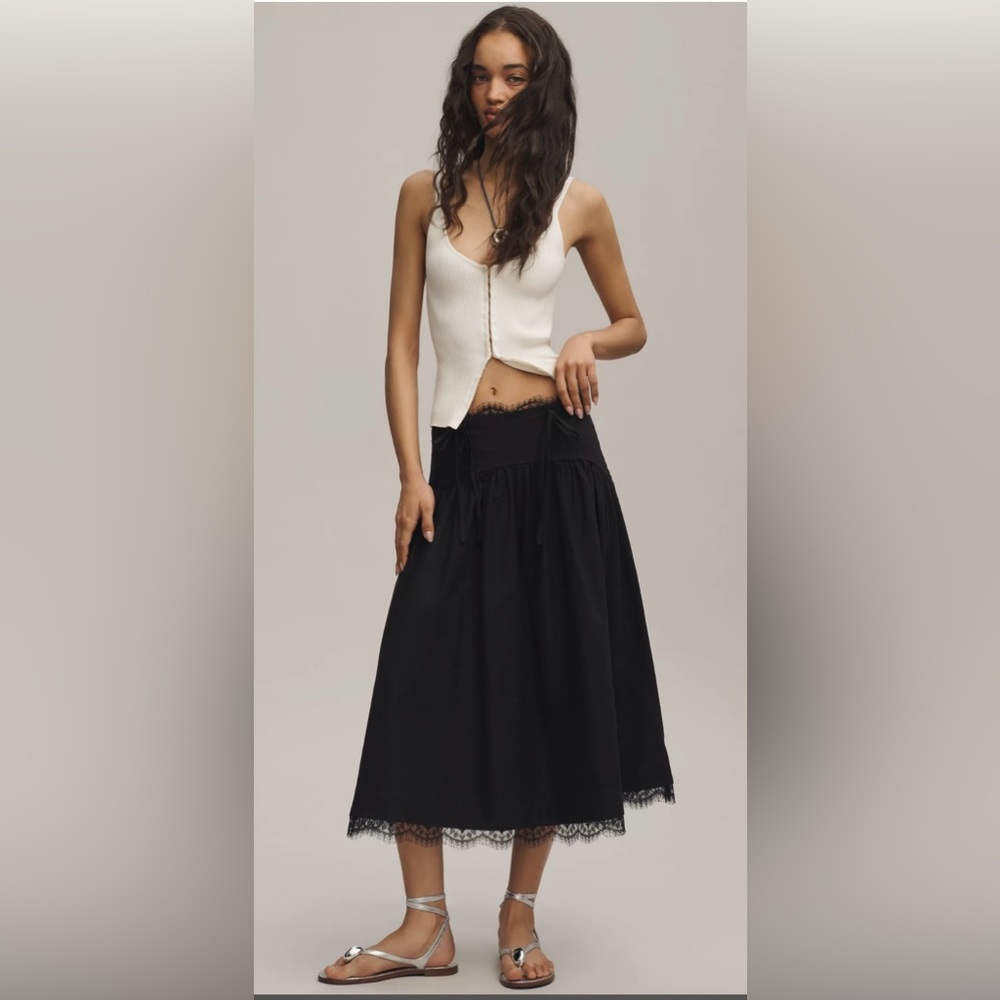 NWT Anthropologie Waisted Lace Trim Skirt